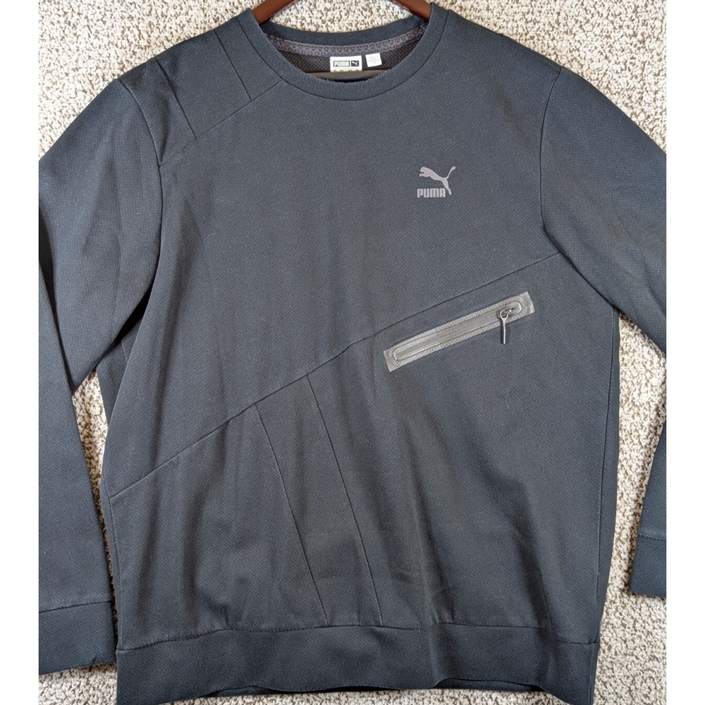 PUMA EVO Future Suede Crew Neck‎ Pullover Sweatshirt Men's XXL Black Dry Cell